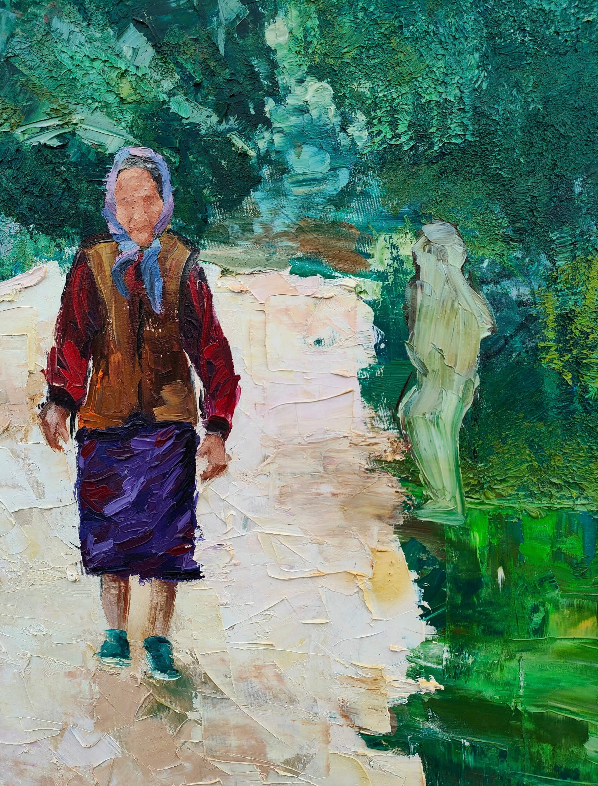 Obraz bez tytułu – detal malarski, farba olejna na płótnie, format 81 × 100 cm, Ewelina Kogut