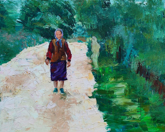 Obraz bez tytułu – farba olejna na płótnie, format 81 × 100 cm, autorka Ewelina Kogut