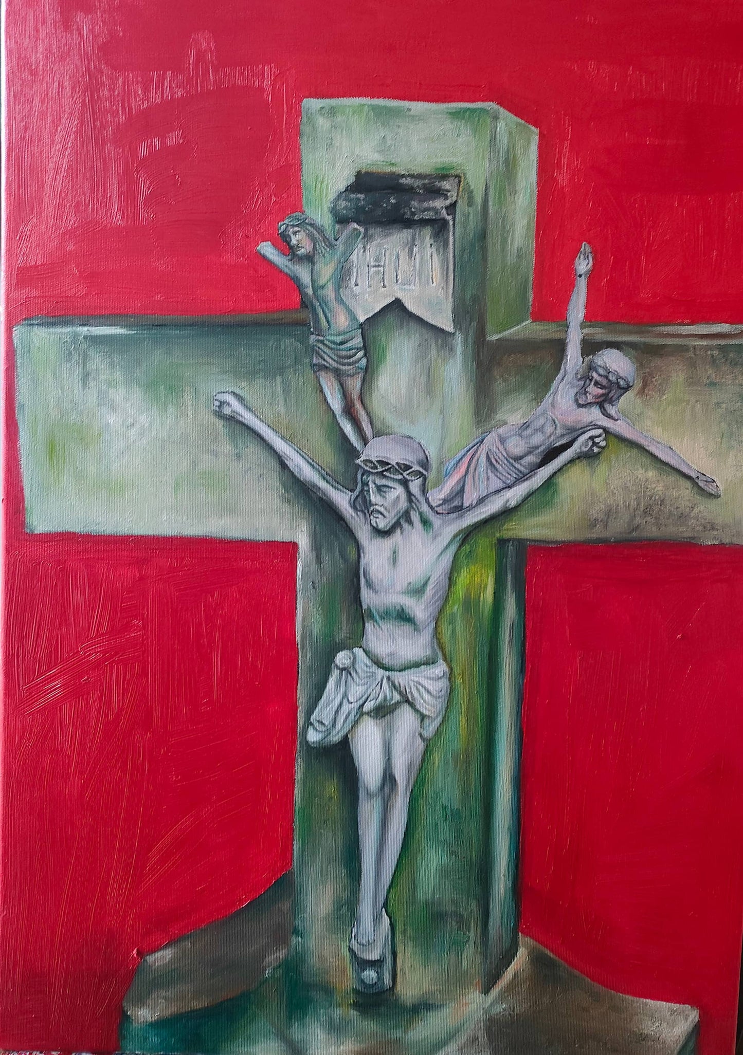 Obraz „Eksplozja” – farba olejna na płótnie, format 50 × 70 cm, autorka Ewelina Kogut