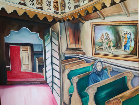 Obraz „Modlitwa” – farba olejna na płótnie, format 100 × 150 cm, autorka Ewelina Kogut